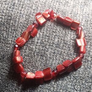 Vintage Red Glass Bead Stretch Bracelet